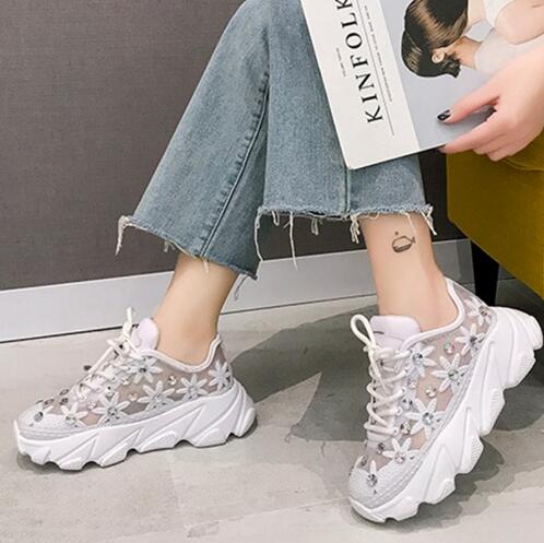 Rhinestone Summer Flower Sneaker