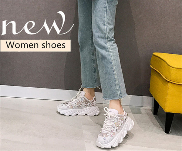 Rhinestone Summer Flower Sneaker