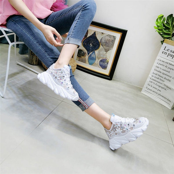 Rhinestone Summer Flower Sneaker