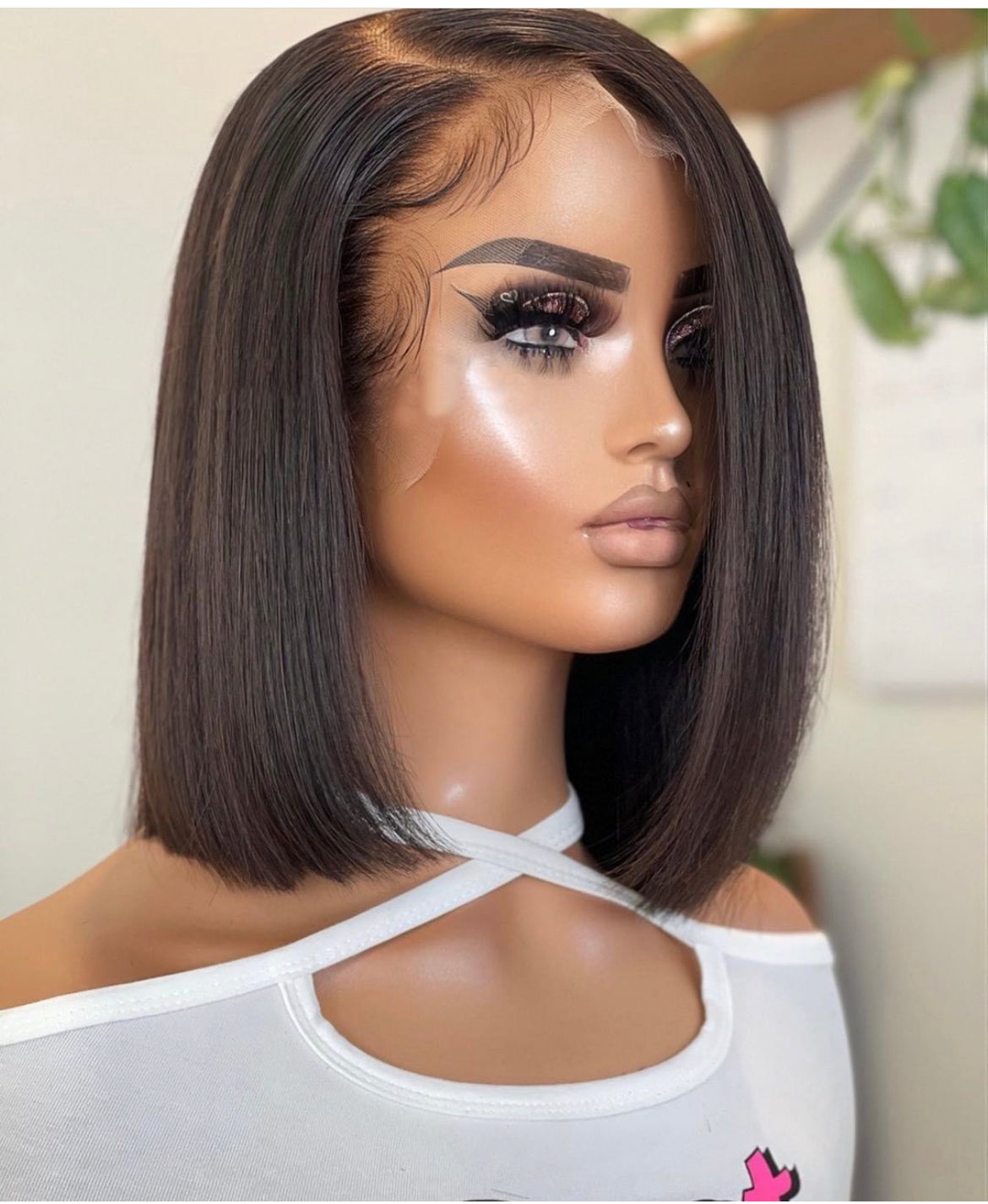 1B STRAIGHT SWISS FULL LACE FRONTAL 13X4,13X6 WIG BOB 200%(SILVER)