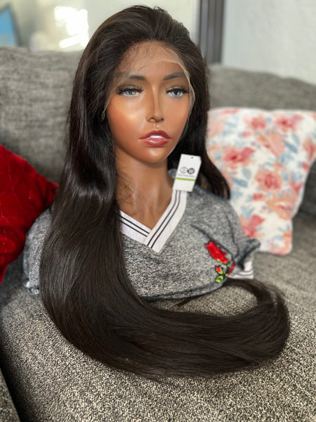 1B HD 30" 13x4 FULL LACE FRONTAL WIG 1B STRAIGHT 200% (Silver)