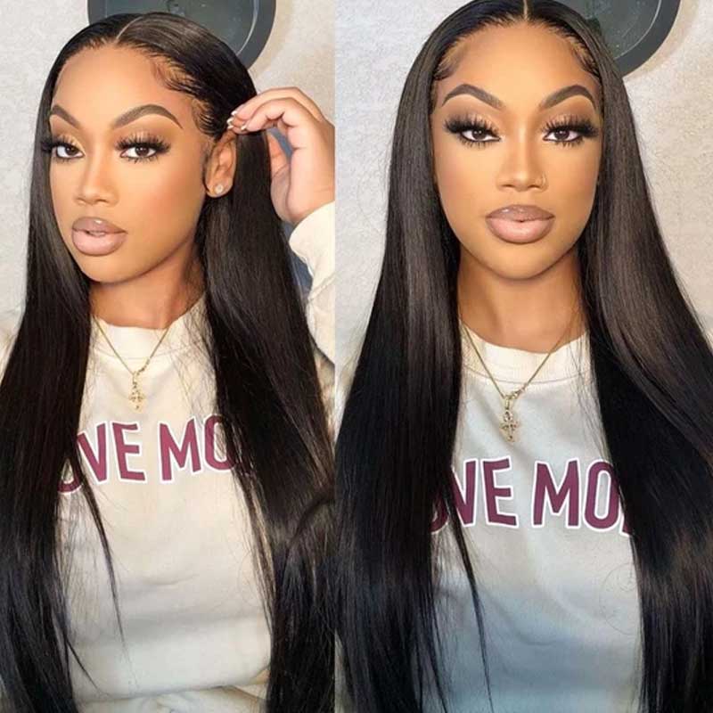 1B STRAIGHT SWISS FULL LACE FRONTAL 13X4,13X6 WIG 200% (SILVER)