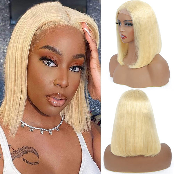 613 STRAIGHT SWISS FULL LACE FRONTAL 13X4/13X6 WIG BOB 180% (SILVER)