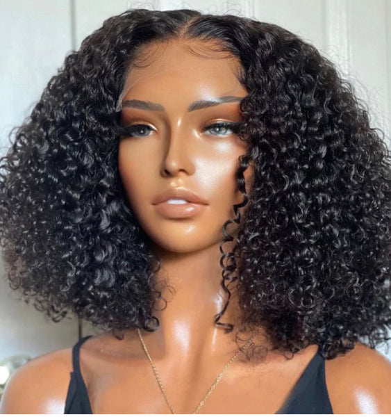 1B JERRY CURLS SWISS FULL LACE FRONTAL 13X4,13X6 WIG BOB 200% (SILVER)