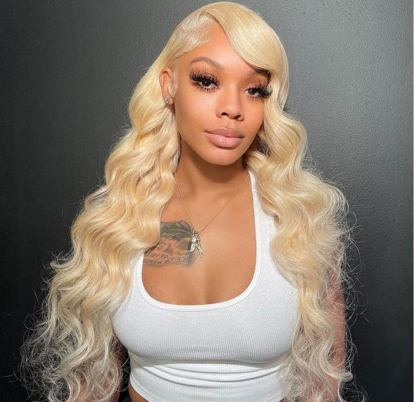 613 BODY WAVE SWISS FULL FRONTAL 13X4/13X6 LACE FRONTAL WIG 180% (SILVER)