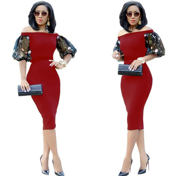 Elegant Embroidery Mesh Dresses