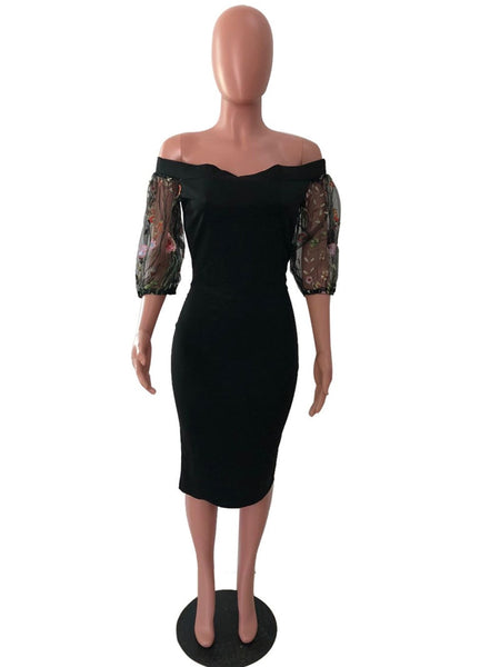 Elegant Embroidery Mesh Dresses