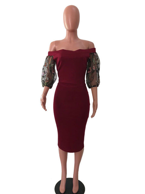 Elegant Embroidery Mesh Dresses