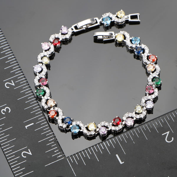 Colorful Stones Silver Bracelet