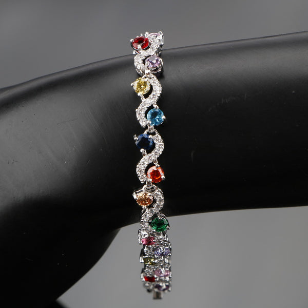 Colorful Stones Silver Bracelet