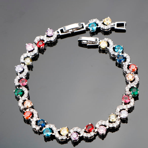 Colorful Stones Silver Bracelet