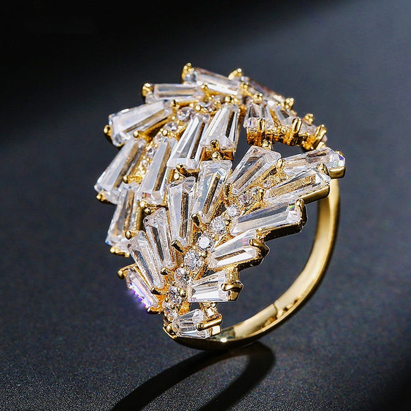 Fashion Crystal Leaf Rings