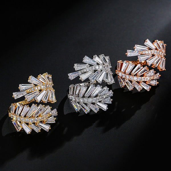Fashion Crystal Leaf Rings