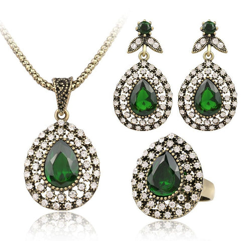 Vintage Water Drop Shape Crystal Jewelry Sets