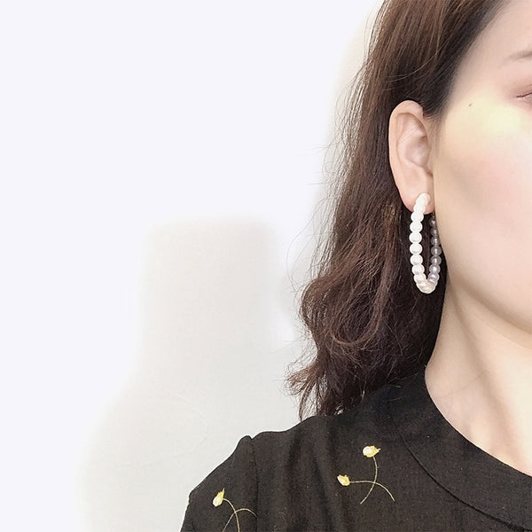 Retro Circle Pearl Earrings