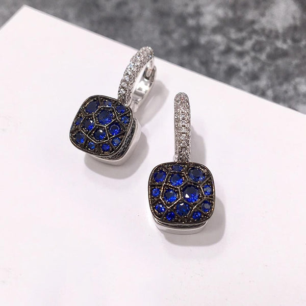 7 Colors Crystal Honeycomb Pendant Earrings