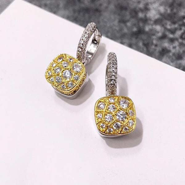 7 Colors Crystal Honeycomb Pendant Earrings