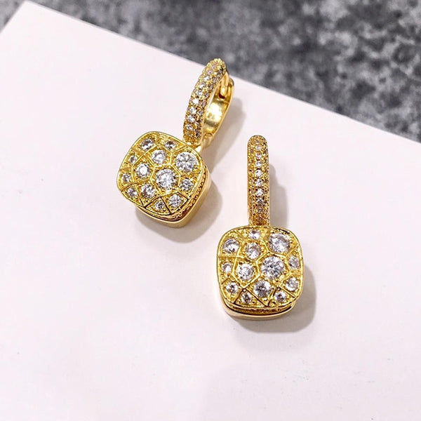 7 Colors Crystal Honeycomb Pendant Earrings