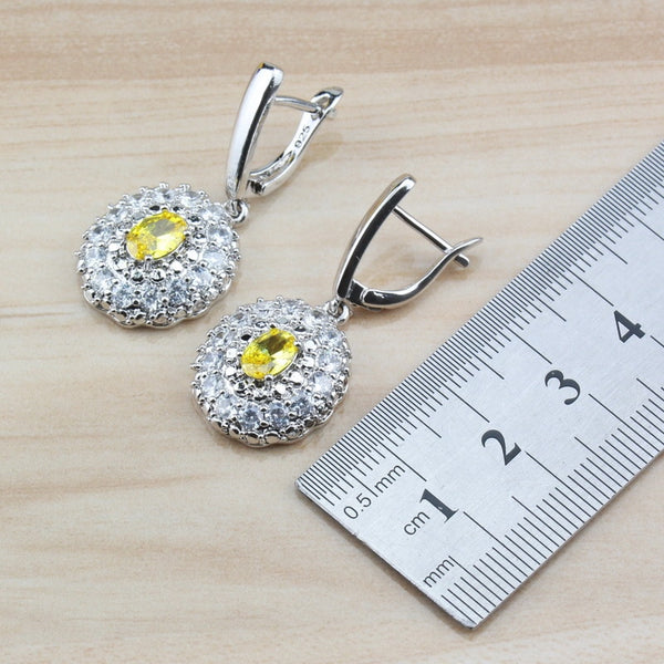 Crystal Yellow Zircon Round Jewelry Sets