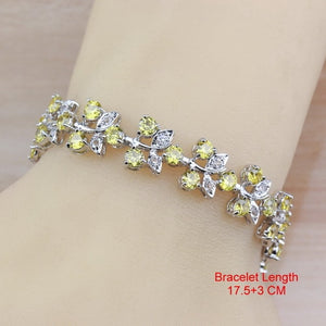 Crystal Yellow Zircon Round Jewelry Sets