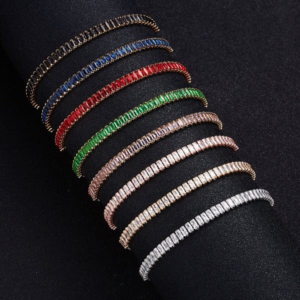 Luxury Trendy Single Row Square Jewelry Bracelet Link