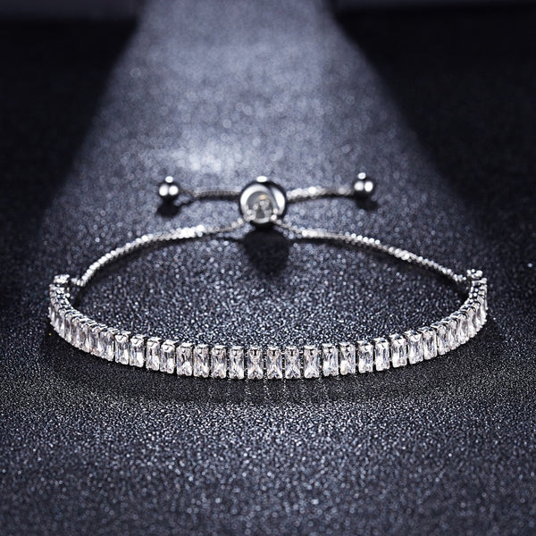 Luxury Trendy Single Row Square Jewelry Bracelet Link