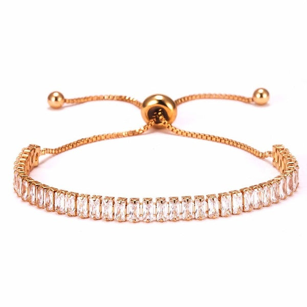 Luxury Trendy Single Row Square Jewelry Bracelet Link