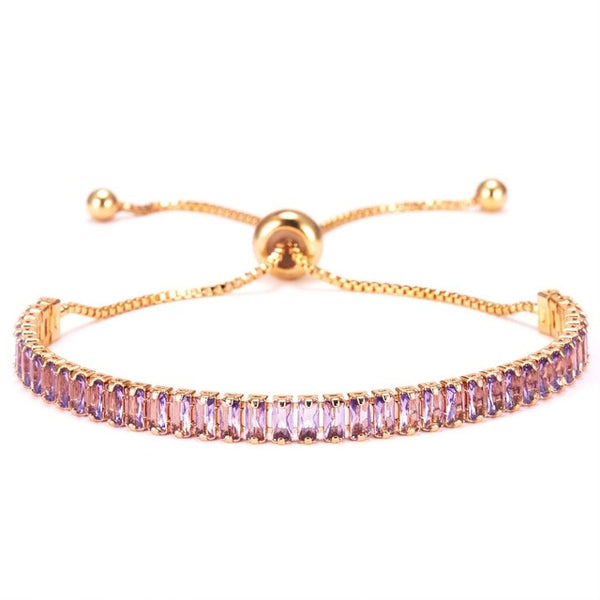 Luxury Trendy Single Row Square Jewelry Bracelet Link