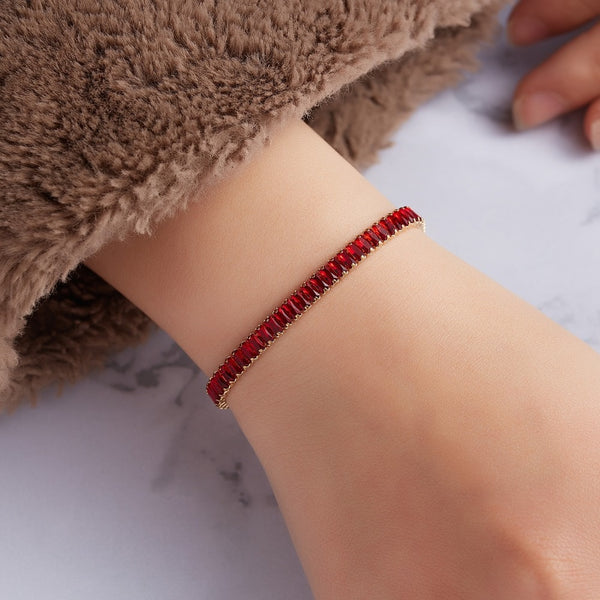 Luxury Trendy Single Row Square Jewelry Bracelet Link