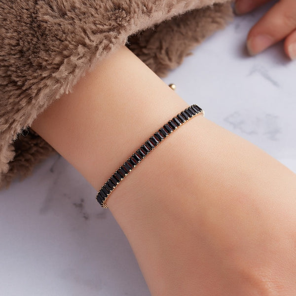 Luxury Trendy Single Row Square Jewelry Bracelet Link