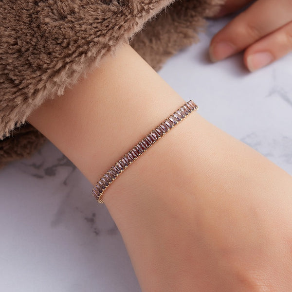 Luxury Trendy Single Row Square Jewelry Bracelet Link