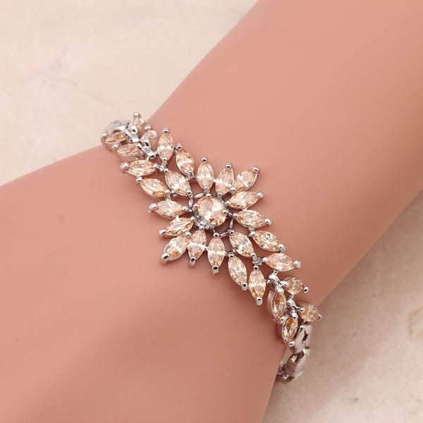 Champagne crystal Zircon Silver chain Bracelet