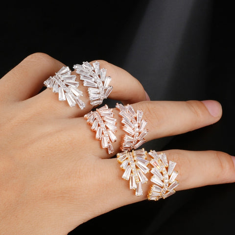 Fashion Crystal Leaf Rings