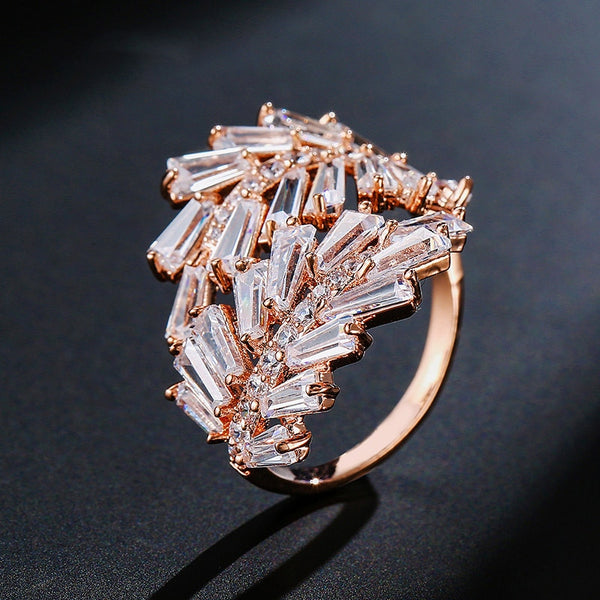 Fashion Crystal Leaf Rings