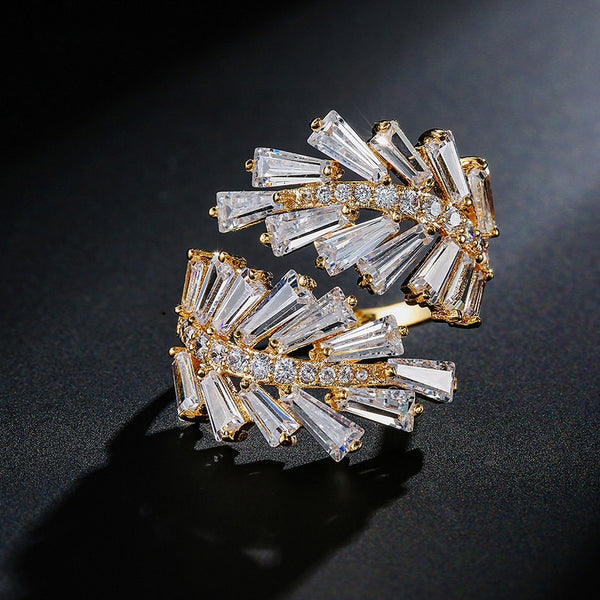 Fashion Crystal Leaf Rings