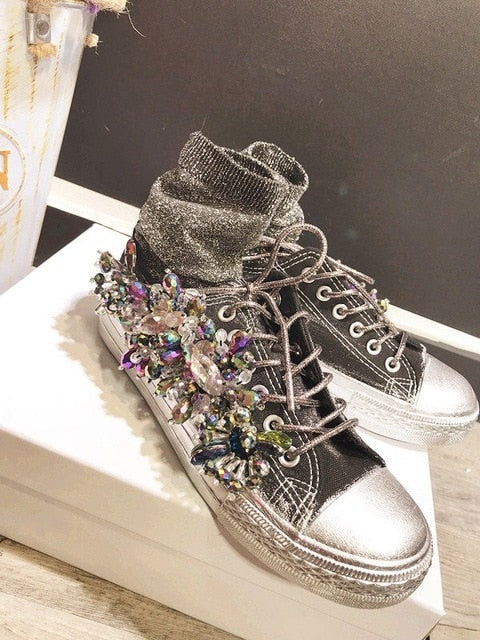 Women's Rhinestone Canvas Sneakers